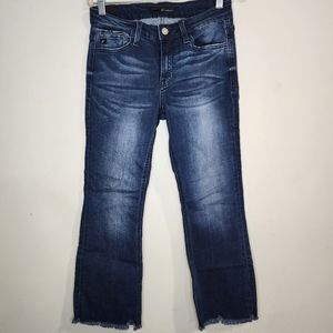 Kancan Raw Frayed Hem Wide Leg Women 27 Medium Wash Denim Classic Jeans